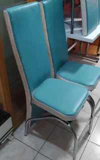 صندلی  میز ناهارخوری چرم پشت بلنددر حد صفر با روکش