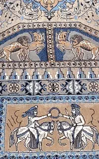 فرش ۱۲ متری ۱۰۰٪ آکریلیک طرح هخامنشی (یزد) کارکرده