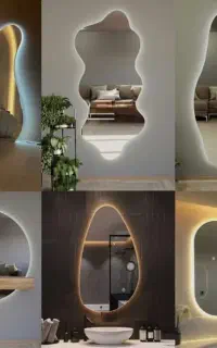 انواع آینه دفرمه بک لایت فرم چوبی