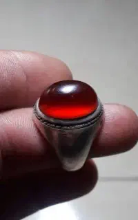 انگشتر عقیق سرخ طوق دار کهنه