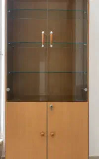 کمد کتابخانه MDF درب شیشه‌ای ۱۸۸ سانت