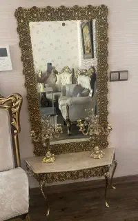 اینه کنسول ودو عدد لوستر برنز