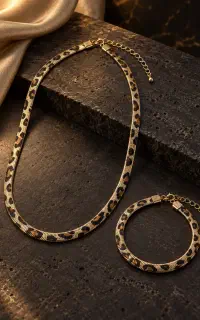 ست گردنبند و دستبند پلنگی مدل خاص و ترند