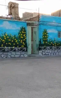 نقاشی باغ دیوارنویسی مدارس رنگ استخر کرکره نویس