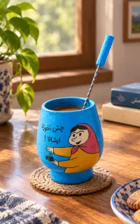 جا اسپندی سفالی دستی و نقاشی‌شده+ سیم اسپند دودکنی