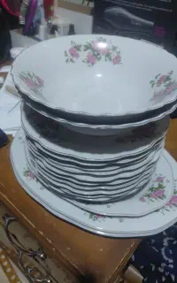 ظروف چینی گل قرمز