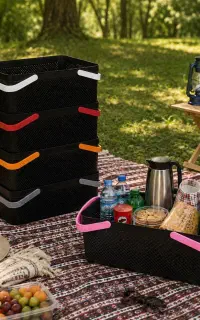 سبد پلاستیکی و ماسافرتی دسته رنگی جدید و شیک