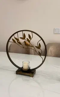 ۲عددشمعدان کریستال رنگ شامپاینی