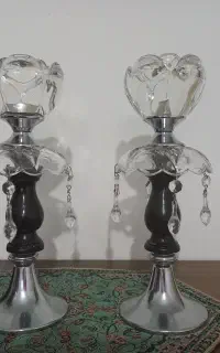 یک جفت شمعدان کریستالی