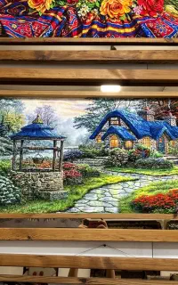 تابلو فرش ماشینی با قاب ترکیبی چوبی