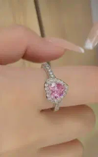 انگشتر جواهری قلب صورتی