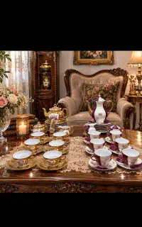 پذیرایی چینی لمونژشکلات میوه آجیل قهوه خوری آنتیک
