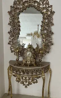 آیینه شمعدان و ساعت برنز