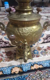سماورذغالی ۳لیتری برنجی ۵تیکه