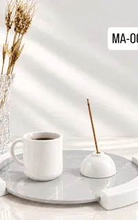 سینی هولدردار دست‌ساز سنگ مصنوعی ظرف دکوری تزئینی