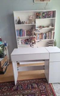 میز تحریر با قفسه کتاب تمام ام دی اف