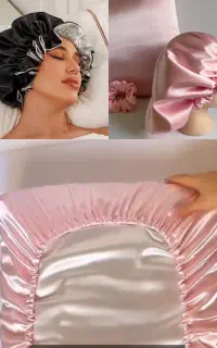ست کلاه و روبالشتی ساتن