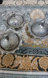 قندان برنجی نقره ای