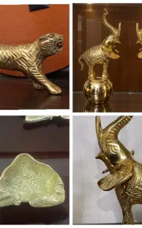 دکوری مجسمه ببر ، فیل ، زیر سیگاری شتر برنزی هندی