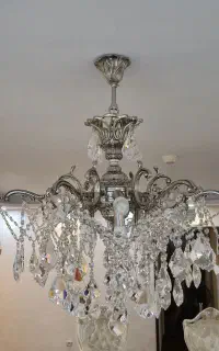 لوستر شش شاخ ۱۲ شعله برنز نقره ای