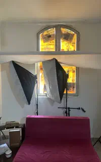 سافت باکس و پایه با پرده کروماکی