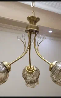 لوستر  سه شعله گیلاسی نقره ای و طلایی ،تولیدی طاها