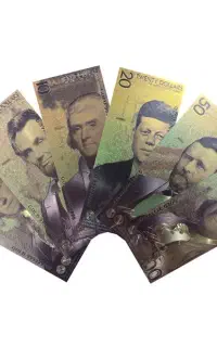 مجموعه 6عددی اسکناس دلار تزیینی کلکسیونی آب طلا