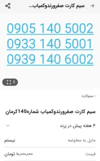 سیم کارت رندایرانسل صفر خط کرمان