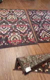 دوتخته فرش گل برجسته ابریشم گونه ویک دونه کوچک