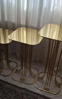 میز استیل طلایی ۳ عددی
