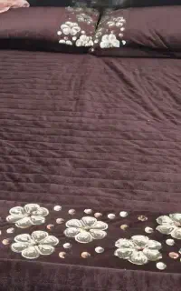 رو تختی پولک دوزی قهوه ای