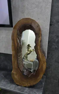قاب آینه دیواری چوب روستیک