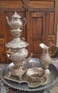 ست سماور قلم زنی سنتی نقره کوب (نو نو)