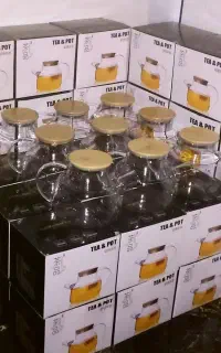قوری پیرکس درب چوبی