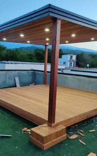 آلاچیق پارکینگ آتشدان شیروانی پی وی سی دامنه سردر