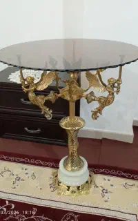 میز تمام برنجی با صفحه شیشه ای