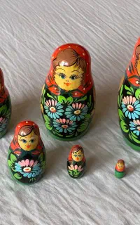 ست ۶ تکه عروسک ماتروشکا چوبی طرح گل