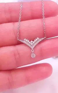 گردنبند نقره تک نگین