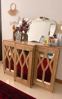 کنسول MDF سه درب آینه‌دار نو