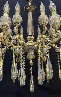 لوستربرنجی/لوستر جدید نئوکلاسیک/کریستال۱۰شعله برنج