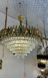 لوستر کریستالی آرتا طلایی سایز ۷۵