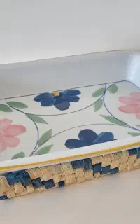 ظرف سرو مدل چینی و حصیری گل‌پنبه‌ای