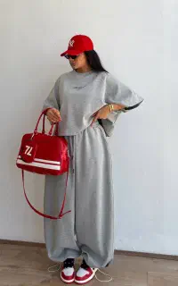 ست تیشرت باکسی و شلوار جاگر دوکاره ترند