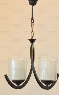 لوستر آویز اشپزخانه اتاق دو شعله مشکی کوره ای