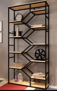 شلف ایستاده دکوراتیو تلفیق چوب و فلز
