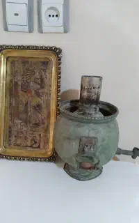 سماور تابلو سینی قلمکاری قدیمی عتیقه انتیک کلکسیون