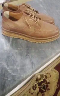 کفش مردانه چرم رنگ نخودی