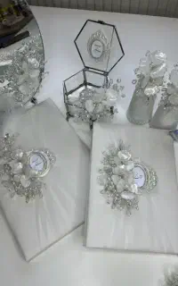 ست بله برون ،باکس شیشه ای و لوازم عقد و عروسی