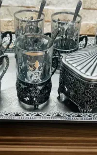 ست سینی و استکان پیوتر