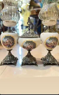 چراغ/ لاله/ سه تیکه/ سفید طرح فرانسه